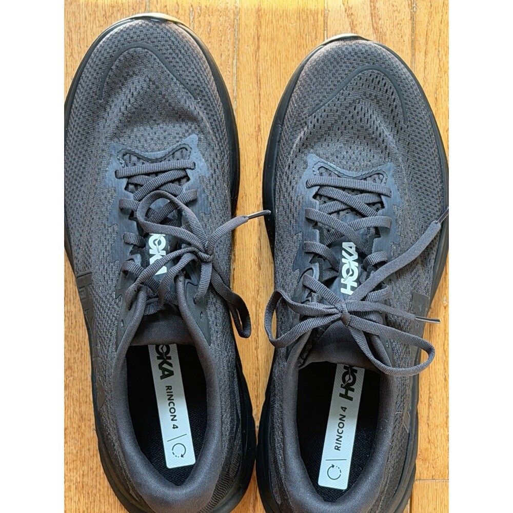 HOKA One One Men's Rincon 4 Sneakers Shoes Triple Black Sz 11.50D(M) US Running